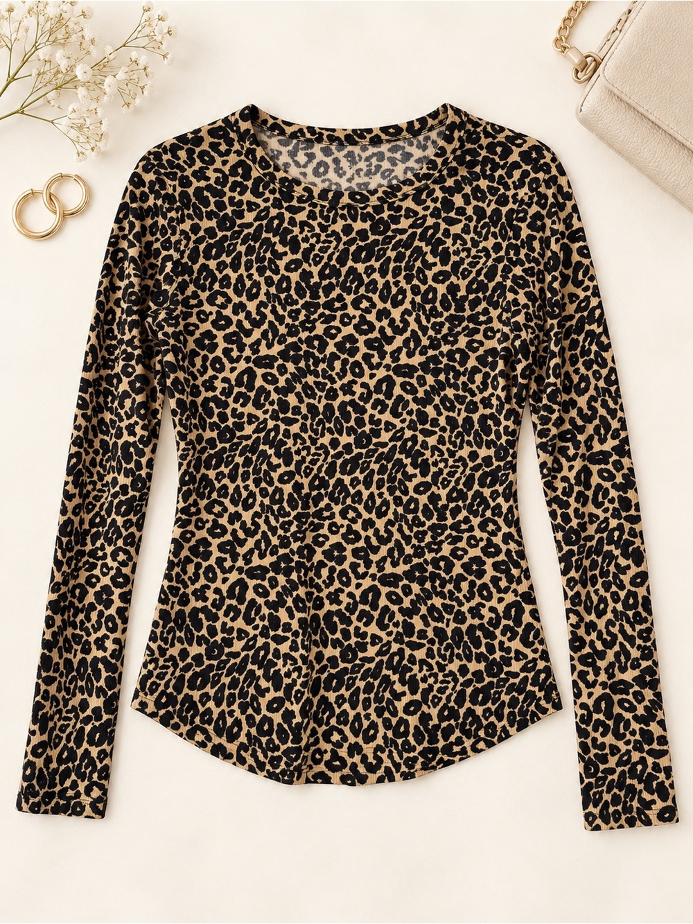 No Boundaries Leopard Print Long Sleeve Top Size L/G 11–13 Animal Print